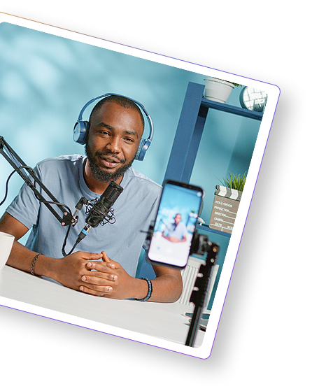 Person recording with microphone